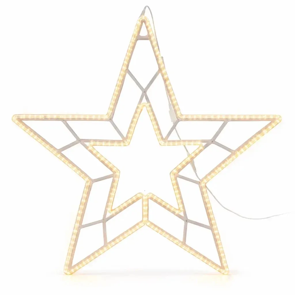 Easy Fix 2D LED star light IX., z oplotem, Ø 80 cm, ciepła biel, wisząca, aluminium