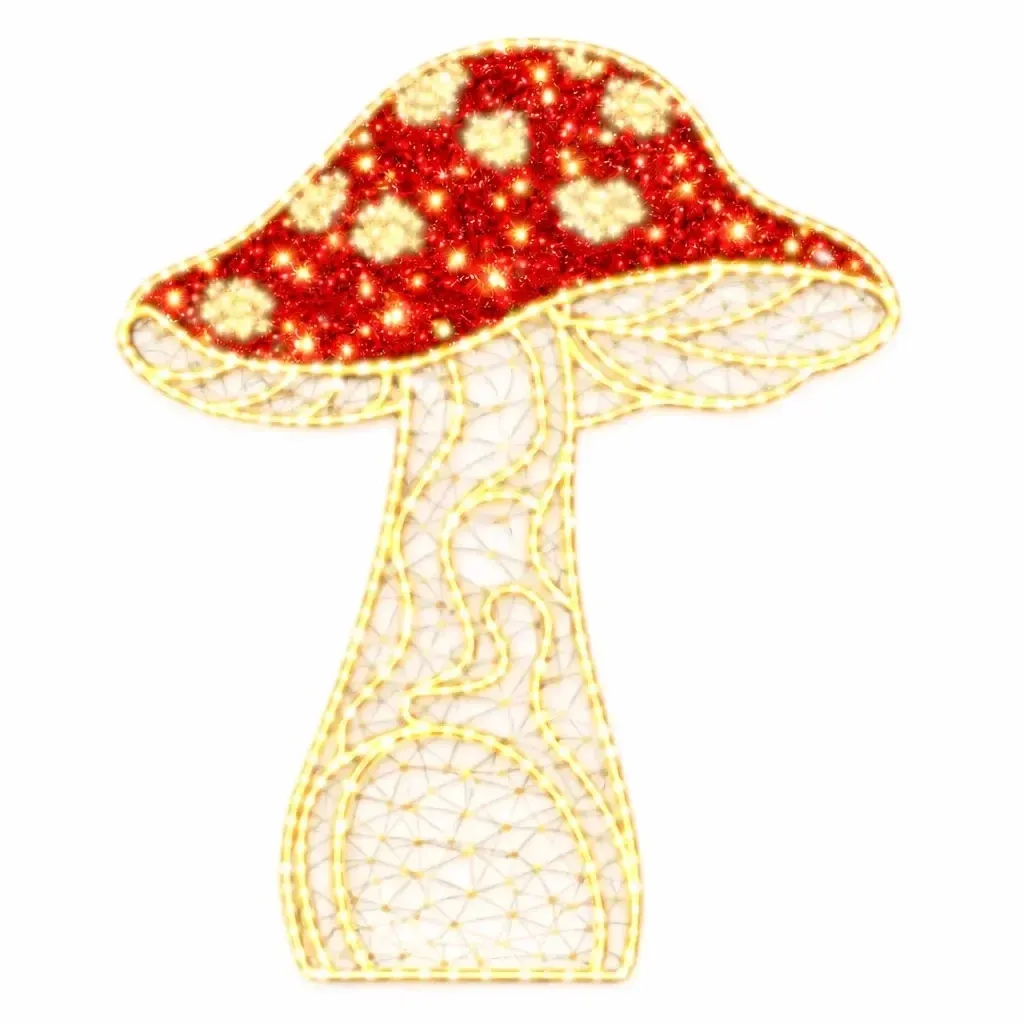 Eco Fix 2D – grzyb świetlny LED, muchomórka I., 145 × 203 × 66 cm, ciepła biel, stojący, druk 3D