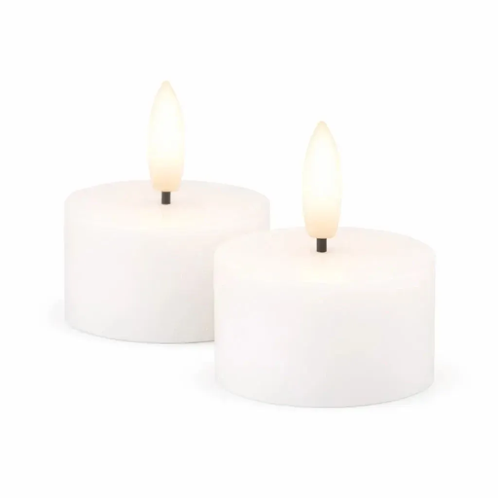 Zestaw podgrzewaczy LED na baterie Sille Tealight, Ø 4,5 × 2,2 cm, biały, z prawdziwego wosku, opakowanie 2 szt.