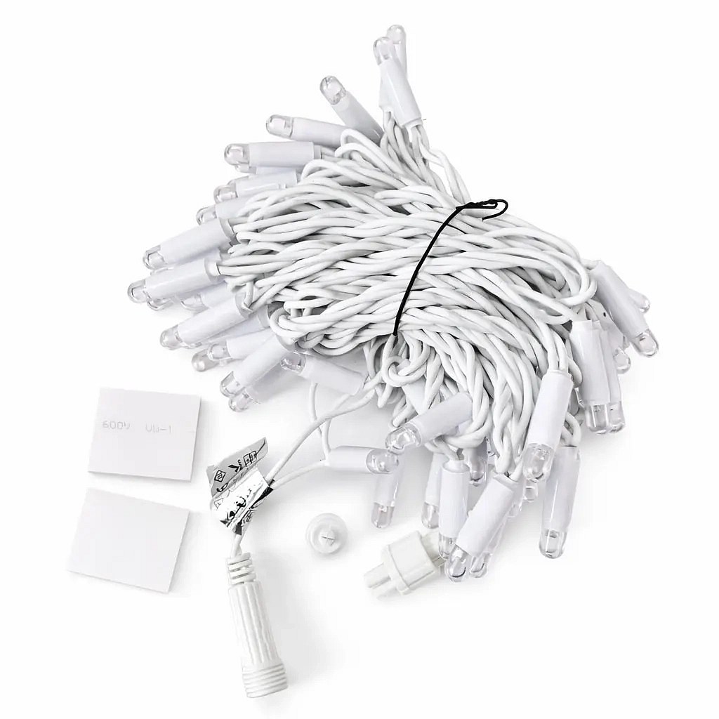 Łańcuch świetlny Eco fix LED 10 m, 60 jaśniejszych diod, ciepła biel, 36 V, biały kabel, IP44