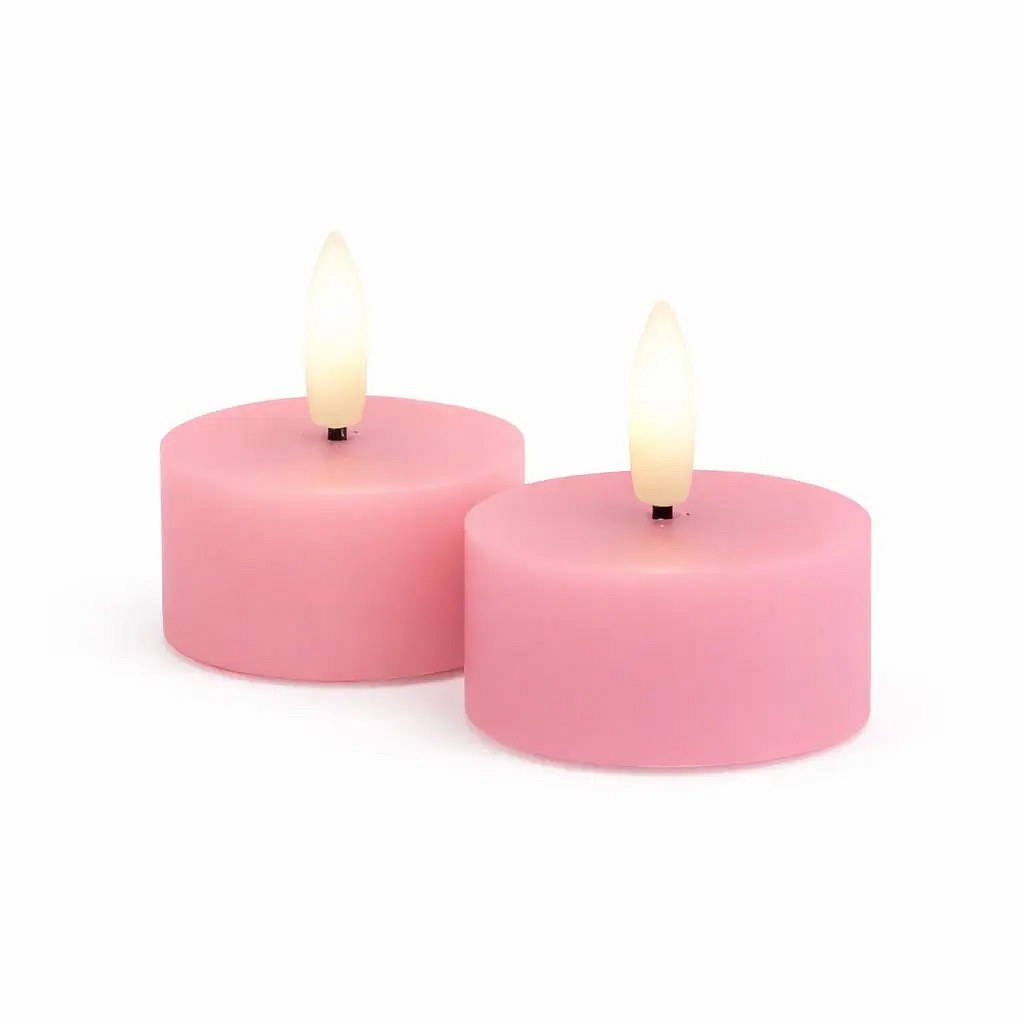 Zestaw podgrzewaczy LED na baterie Sille Tealight, Ø 4,5 × 2,2 cm, stary róż, z prawdziwego wosku, opakowanie 2 szt.