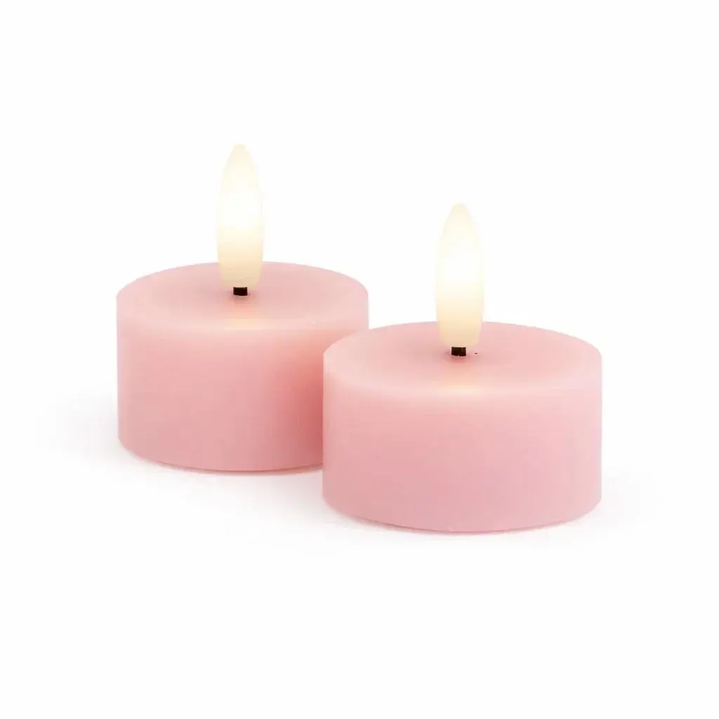 Zestaw podgrzewaczy LED na baterie Sille Tealight, Ø 4,5 × 2,2 cm, jasnoróżowy, wykonany z prawdziwego wosku, opakowanie 2 szt.