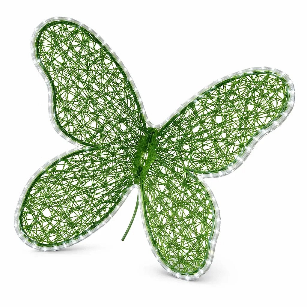 Easy Fix 3D motyl zielony 80 cm dekoracja wielkanocna włókno szklane, lodowa biel LED, włókno szklane i aluminiowa rama