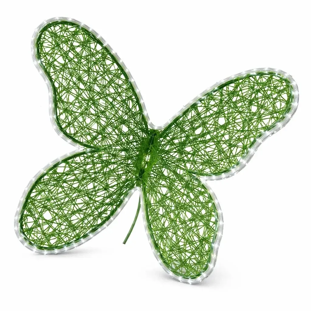 Easy Fix 3D motyl zielony 80 cm dekoracja wielkanocna włókno szklane, lodowa biel LED, włókno szklane i aluminiowa rama