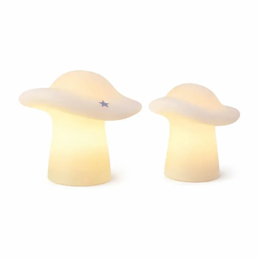 Świeczki LED z prawdziwego wosku na baterie, w kształcie grzybków, białe, zestaw 2 szt., 10 × 8,5 cm i 12 × 9 cm, CR2032