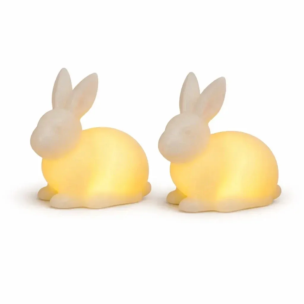 Świeczki LED z prawdziwego wosku na baterie, królik, 10 × 10 × 5,5 cm, białe, zestaw 2 szt., CR2032