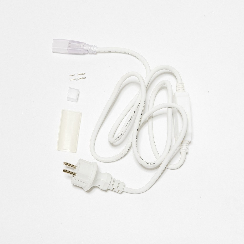 Kabel zasilający do dwustronnego neonu LED, IP67, 1,5 m, biały