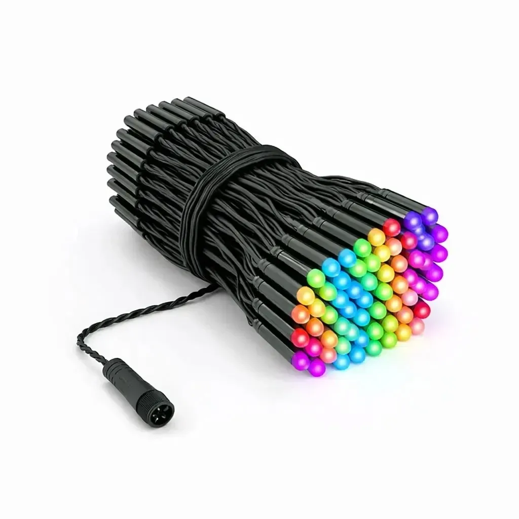 Kolorowe lampki zewnętrzne Twinkly strings PRO 25 m, RGB 250 diod, czarny kabel, IP44