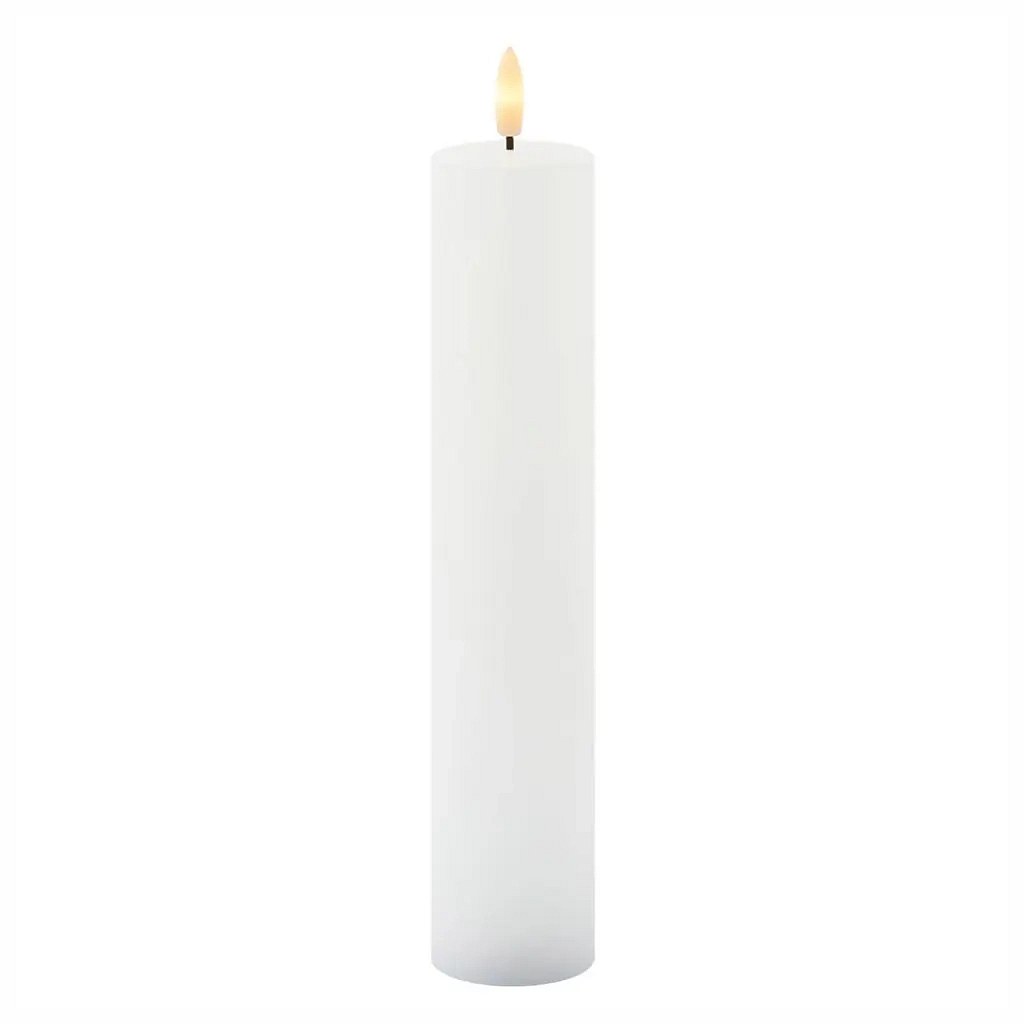 Ładowalna świeca LED z prawdziwego wosku Sille, Ø 5 × 25 cm, biała
