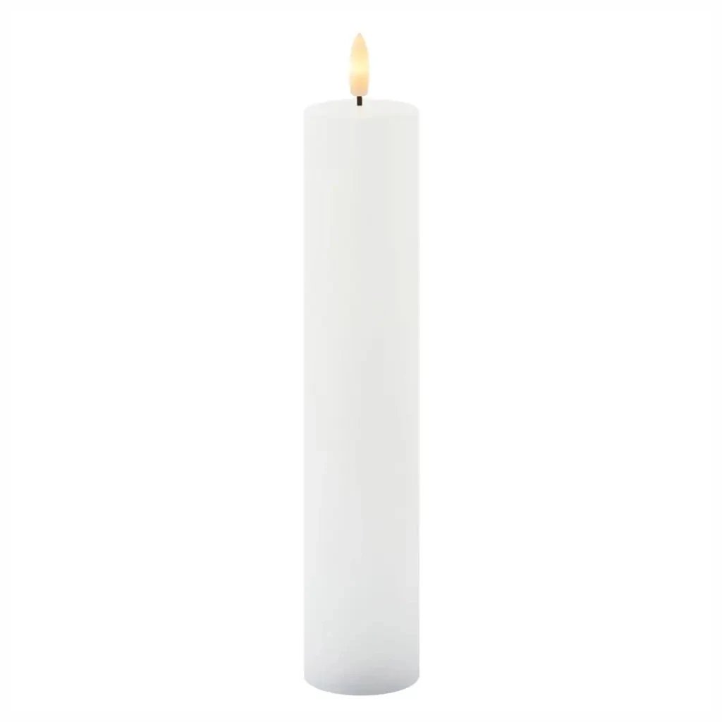 Ładowalna świeca LED z prawdziwego wosku Sille, Ø 5 × 25 cm, biała