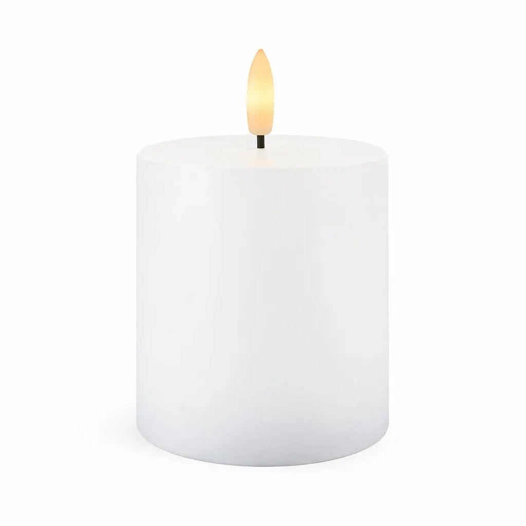 Świeczka LED z możliwością ładowania Sille, biała, Ø 7,5 × 10 cm, woskowa