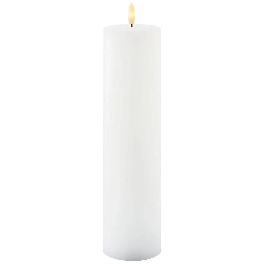 Ładowalna świeca LED z prawdziwego wosku Sille, Ø 7,5 × 30 cm, biała
