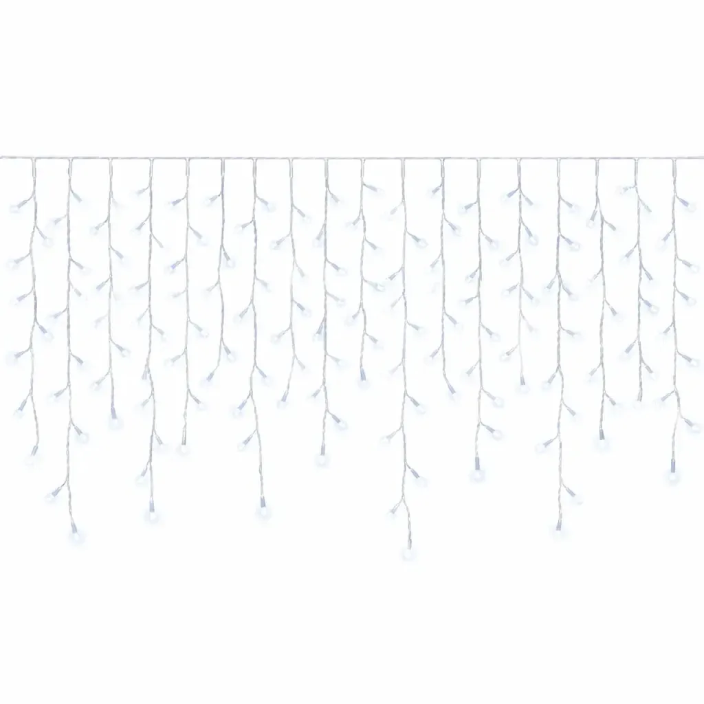 Zewnętrzne sople świetlne LED Easy Fix 300 × 90 cm, lodowa biel, 174 diody LED, biały kabel IP67, przedłużacz