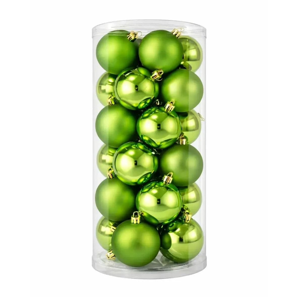 Zestaw ozdób świątecznych zielone plastikowe kule 8 cm, 12× matowe, 12× błyszczące, zestaw 24 banerów