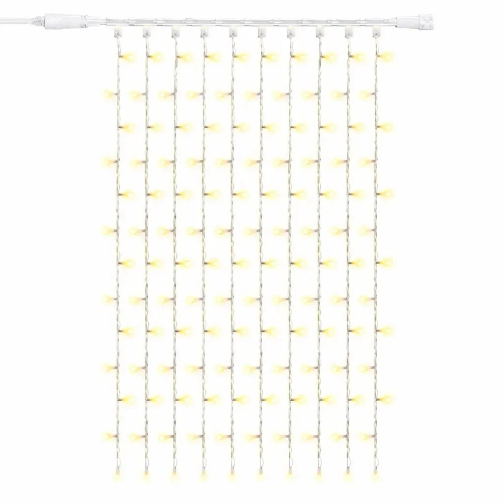 Easy Fix – zewnętrzna girlanda świetlna LED, 100 × 150 cm, ciepła biel z efektem FLASH, 150 diod, biały kabel, IP67, przedłużacz