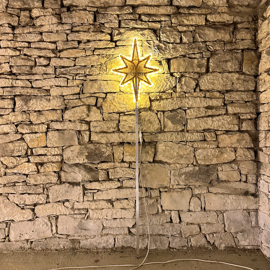 Easy Fix 2D LED star light for tree top, 60 × 90 cm, ciepła biel, druk 3D