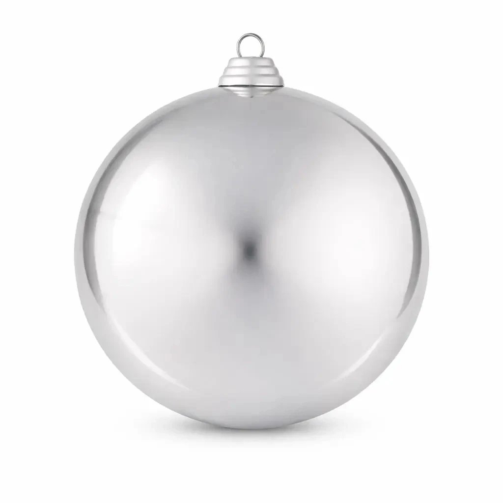 Duża bombka choinkowa 20 cm, srebrna, błyszcząca, UV