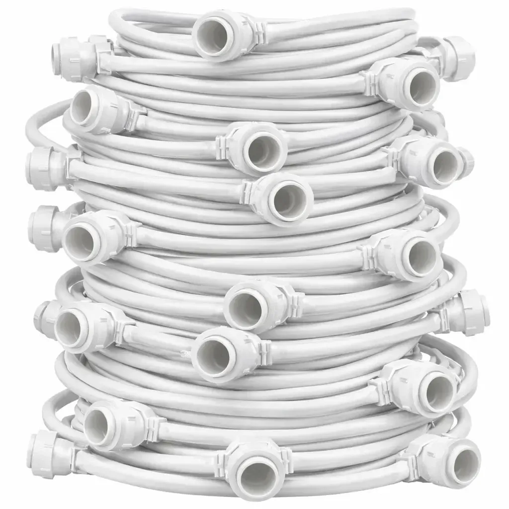 Girlanda świetlna Easy Fix, do użytku na zewnątrz, 50 m, na 50 żarówek E27, biały kabel, IP67, bez żarówek, szpula
