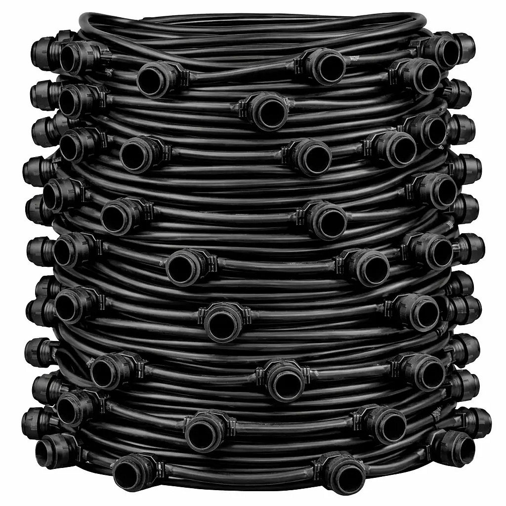 Girlanda świetlna Easy Fix, do użytku na zewnątrz, 50 m, na 100 żarówek E27, czarny kabel, IP67, bez żarówek, szpula