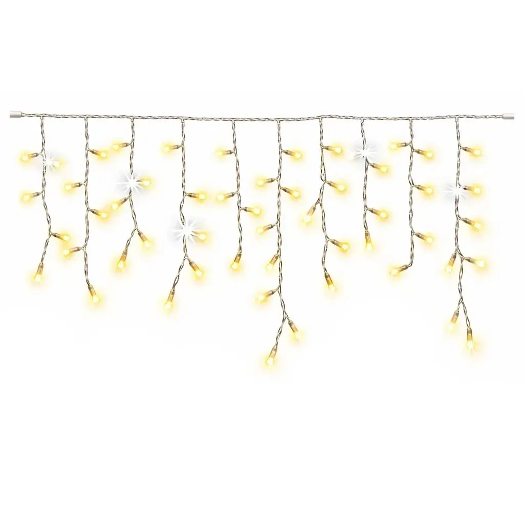 Easy Fix – lampy LED do wnętrz w kształcie sopli, 300 × 50 cm, ciepła biel z efektem FLASH, 114 diod, przezroczysty kabel, IP20, przedłużacz