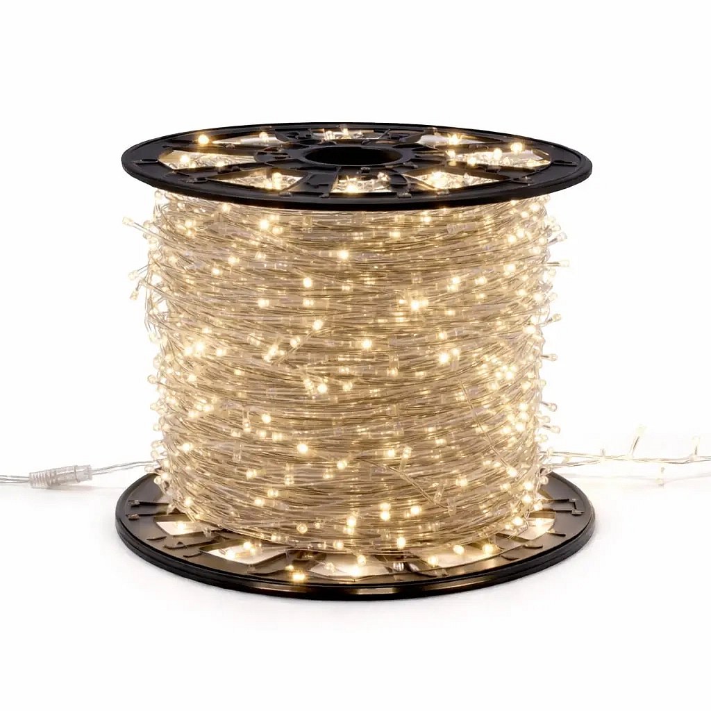 Łańcuch świetlny Easy Fix LED, 100 m, ciepła biel z efektem migania, 1000 diod, przezroczysty kabel, IP20, do wnętrz, na szpuli