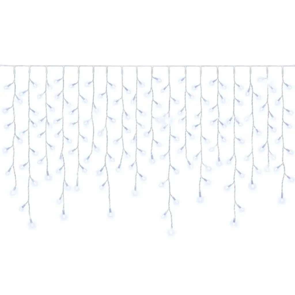 Easy Fix – zewnętrzne lampy LED w kształcie sopli, podświetlane, 300 × 90 cm, kolor lodowobiały z efektem FLASH, 174 diody, biały kabel, IP44, przedłużacz
