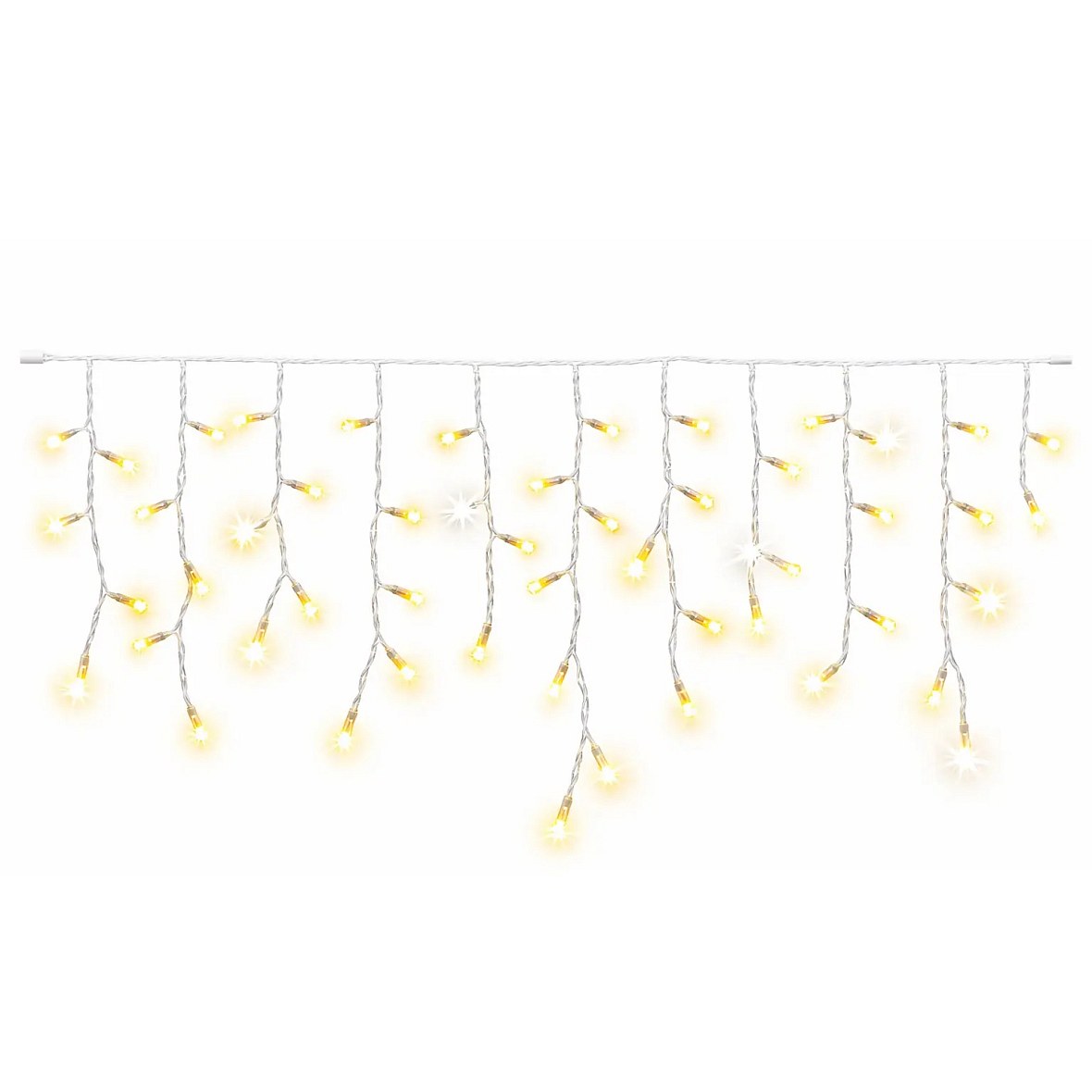 Easy Fix – zewnętrzne lampy LED w kształcie sopli, podświetlane, 300 × 50 cm, ciepła biel z efektem FLASH, 114 diod, biały kabel, IP67, przedłużacz