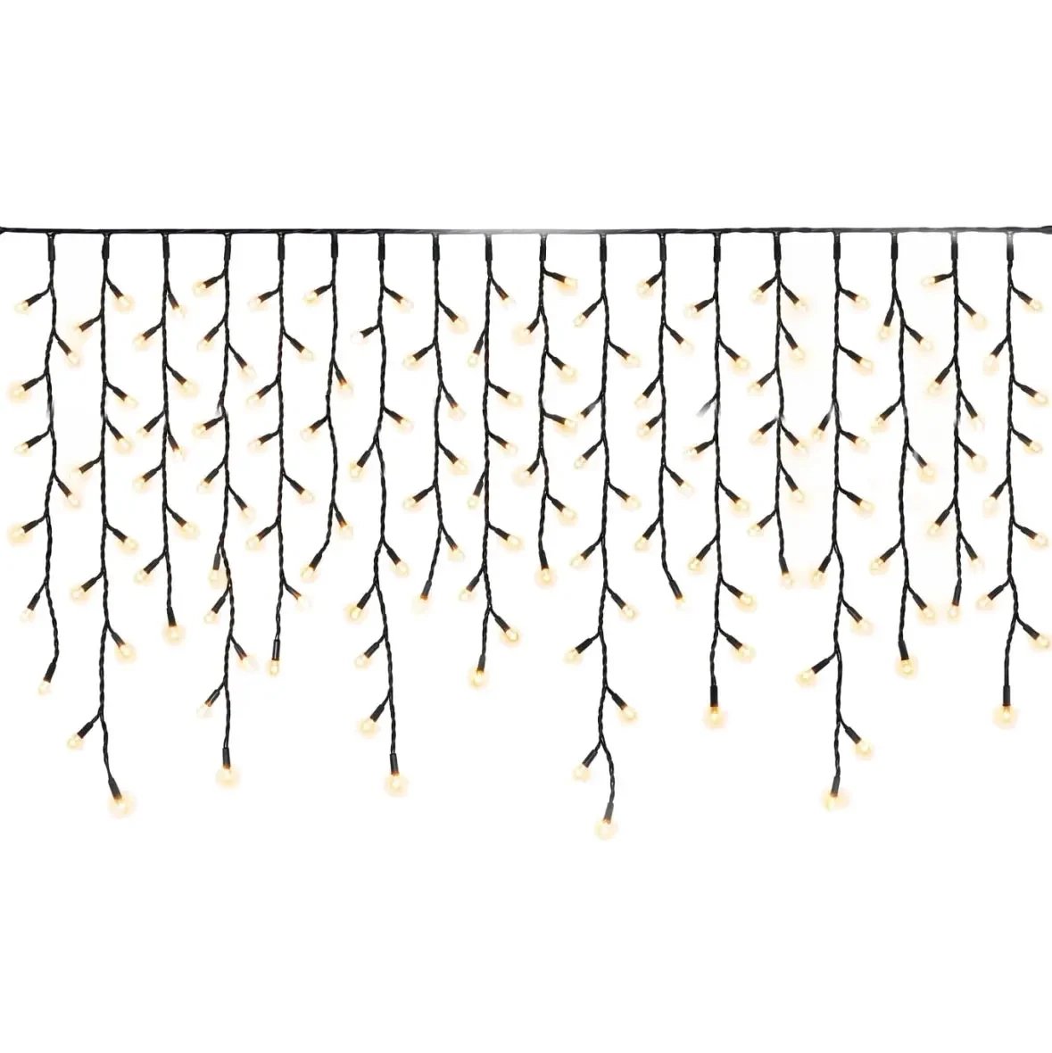 Easy Fix – zewnętrzne lampy LED w kształcie sopli, 300 × 90 cm, ciepła biel, 174 diody, czarny kabel, IP67, przedłużacz