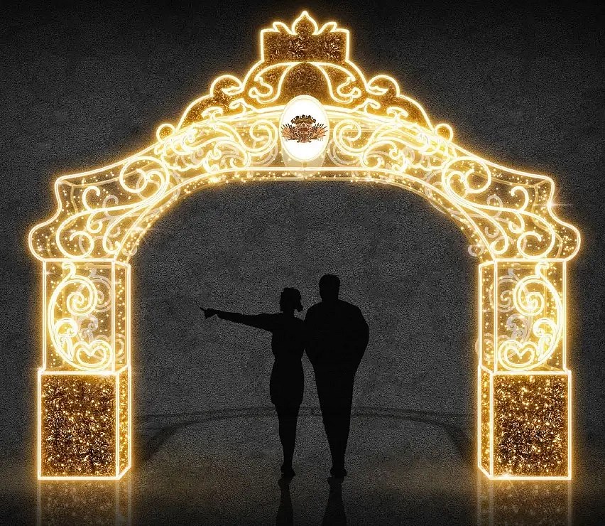 Bramka oświetleniowa Eco Fix 3D LED, 325 × 500 × 70 cm, ciepła biel, aluminium