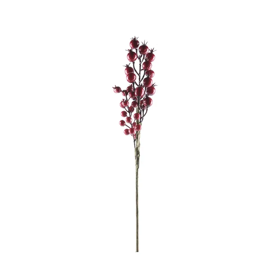 Produkcja - Dekoracja świąteczna czerwona gałązka, 38 cm, plastik