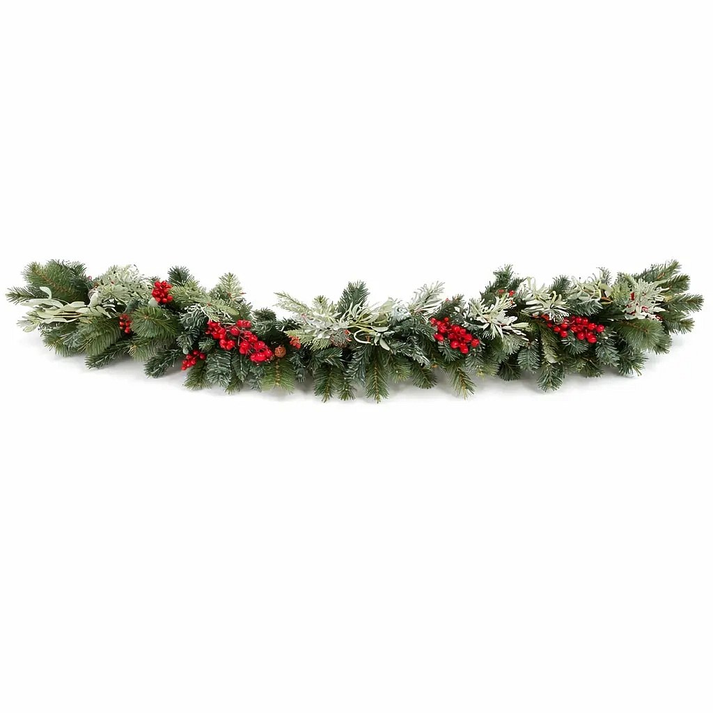 Sztuczna girlanda świąteczna 3D z igieł sosnowych, szyszek i jagód, 200 × 30 cm