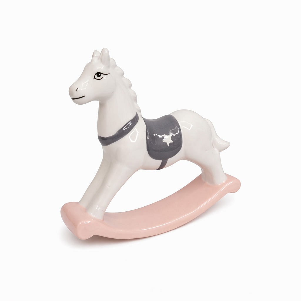 Dekoracyjny ceramiczny koń na biegunach 14,8 × 3,7 × 13,5 cm