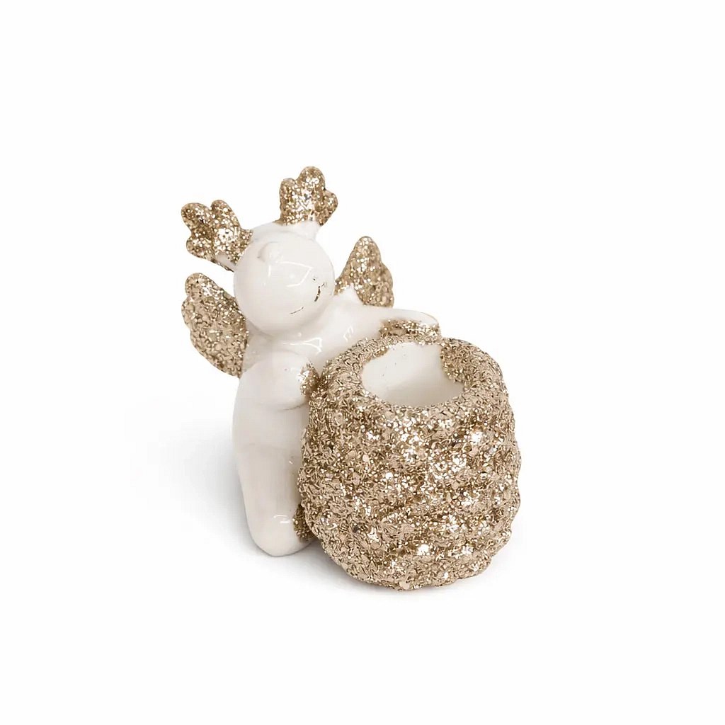 Ceramiczny świecznik bożonarodzeniowy 9,5 × 9 × 8 cm, średnica świecy 2 cm