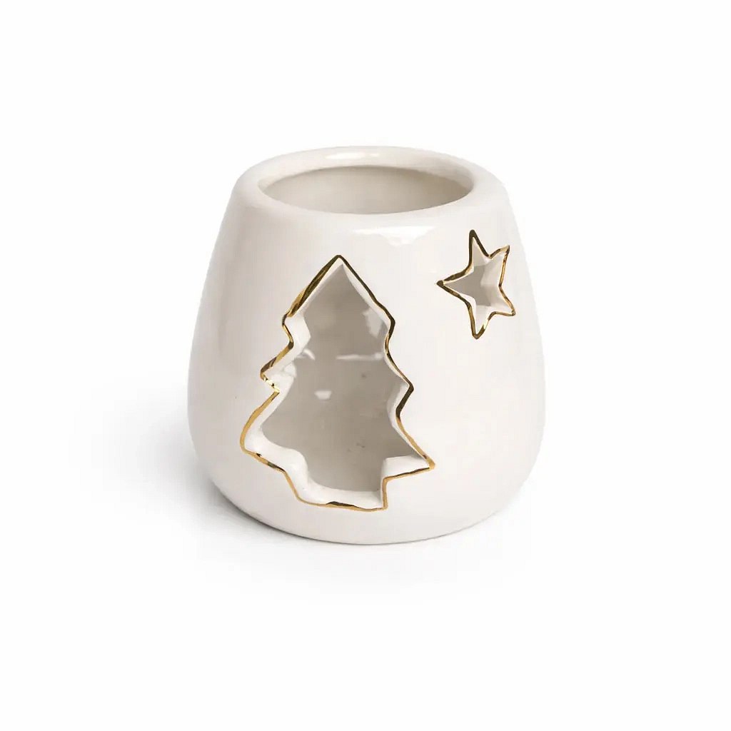 Świecznik na podgrzewacz 9,4 × 9,4 × 7,7 cm, biały, ceramiczny