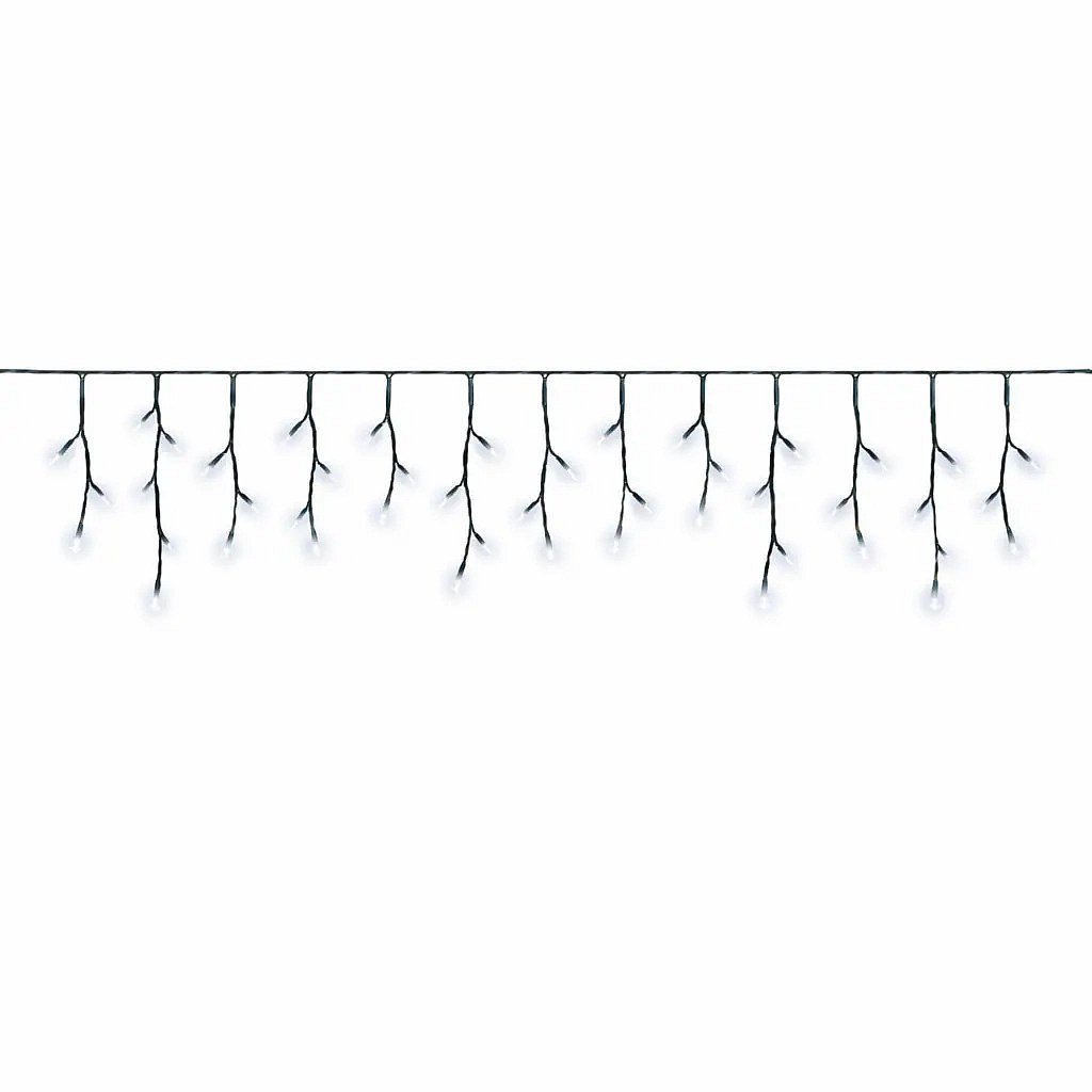 Hobby Line – zewnętrzne lampki LED w kształcie sopli, 200 × 50 cm, kolor lodowobiały, 40 diod, ciemnozielony kabel, IP44, przedłużacz