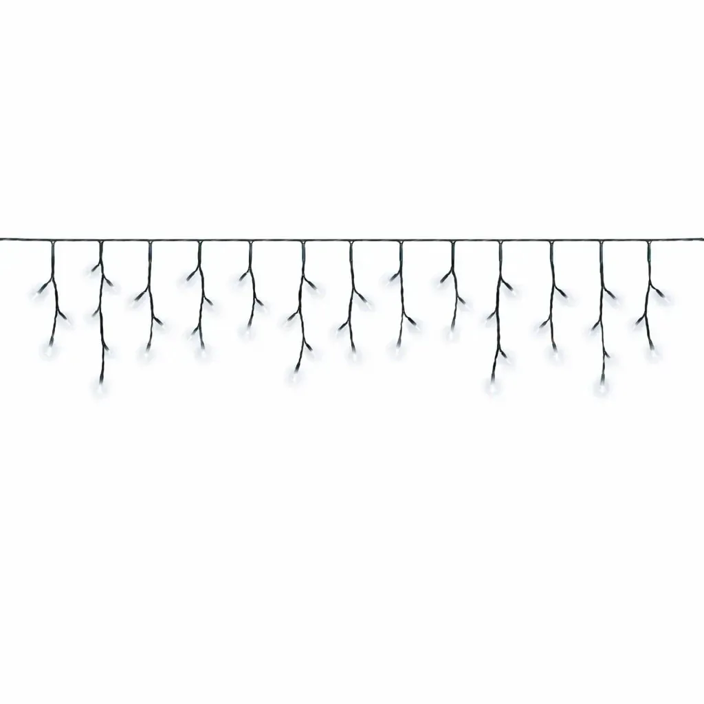 Hobby Line – zewnętrzne lampki LED w kształcie sopli, 200 × 50 cm, kolor lodowobiały, 40 diod, ciemnozielony kabel, IP44, przedłużacz