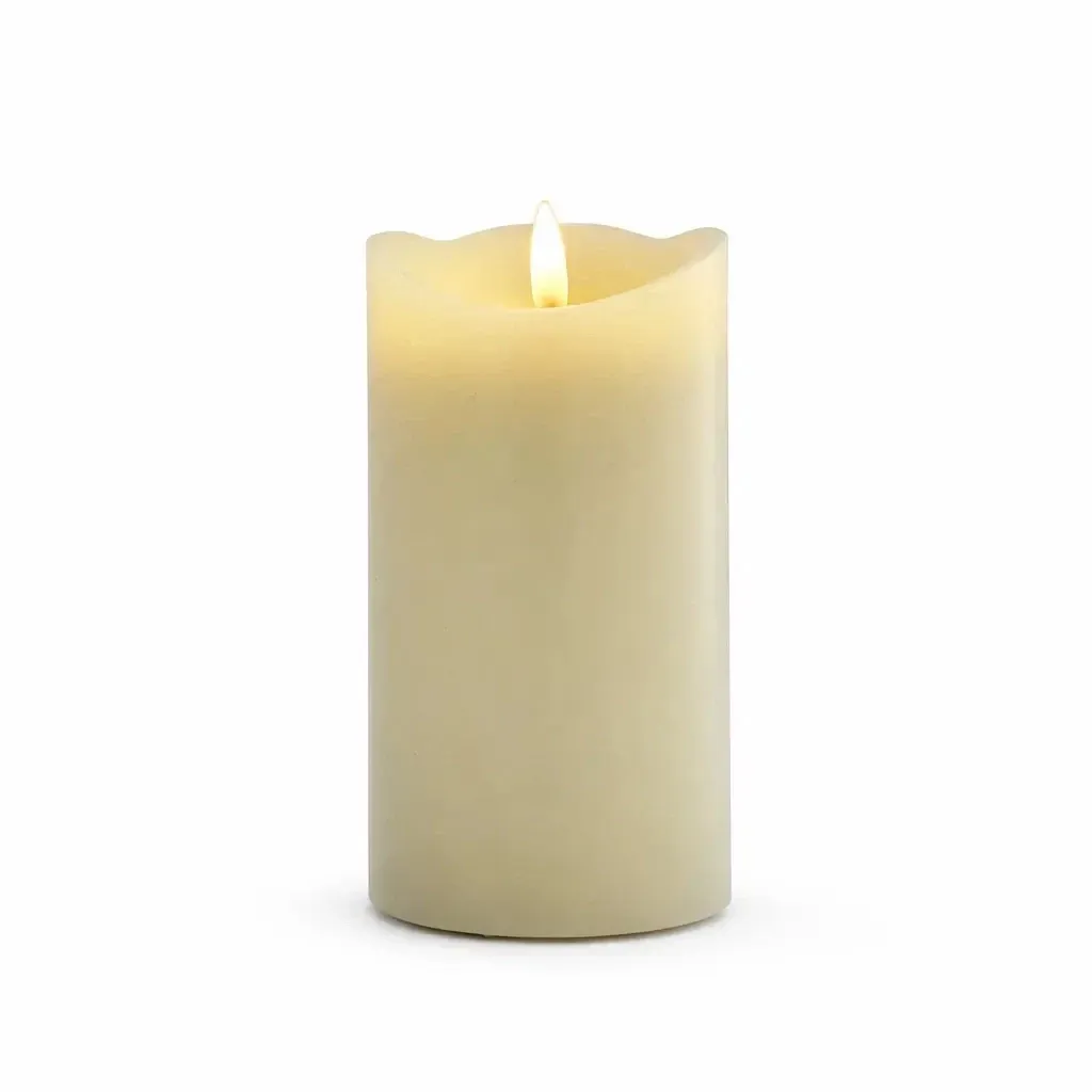Świeczka LED z prawdziwego wosku, zasilana bateriami, średnica 8 × 10 cm, zapach migdałowy, 2× AA