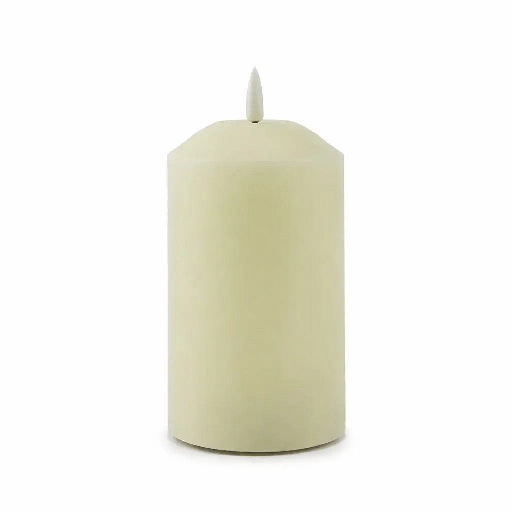 Świeczka LED z prawdziwego wosku, zasilana bateriami, średnica 7,5 × 12,5 cm, zapach migdałowy, 2× AA