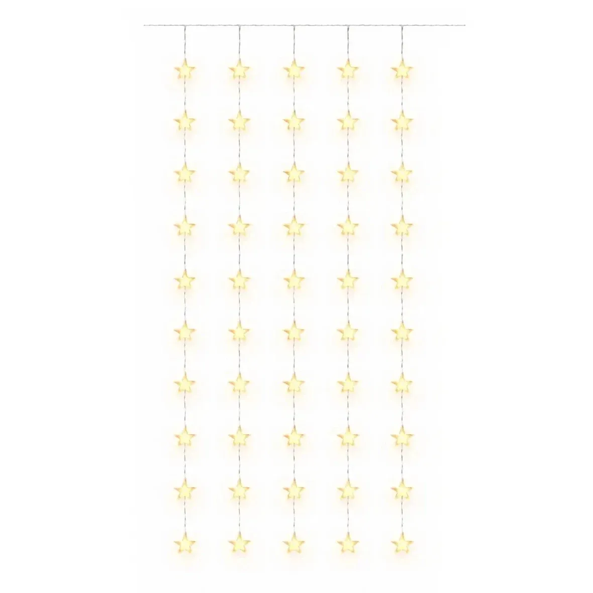 Świąteczne gwiazdki LED do okna, 100 × 200 cm, ciepła biel, 50 diod, przezroczysty kabel, IP20 do wnętrz, przedłużacz
