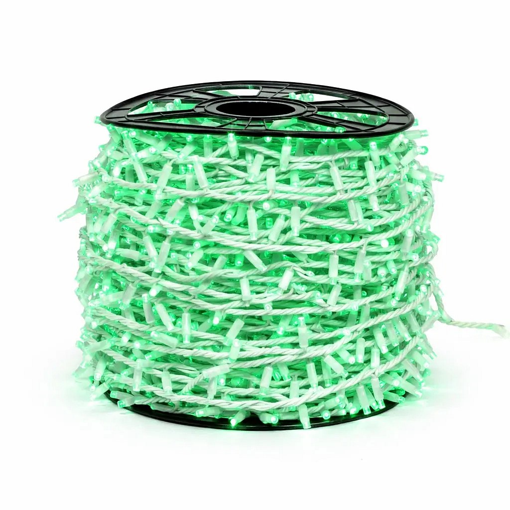 Łańcuch świetlny Easy Fix LED, 100 m, do użytku na zewnątrz, zielony, 2000 diod, biały kabel, IP44, szpula