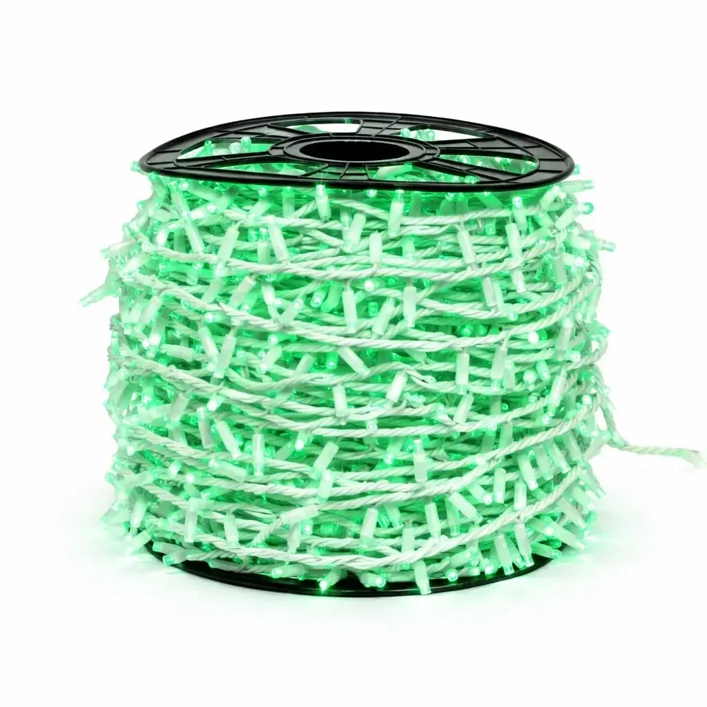 Łańcuch świetlny Easy Fix LED, 100 m, do użytku na zewnątrz, zielony, 2000 diod, biały kabel, IP44, szpula
