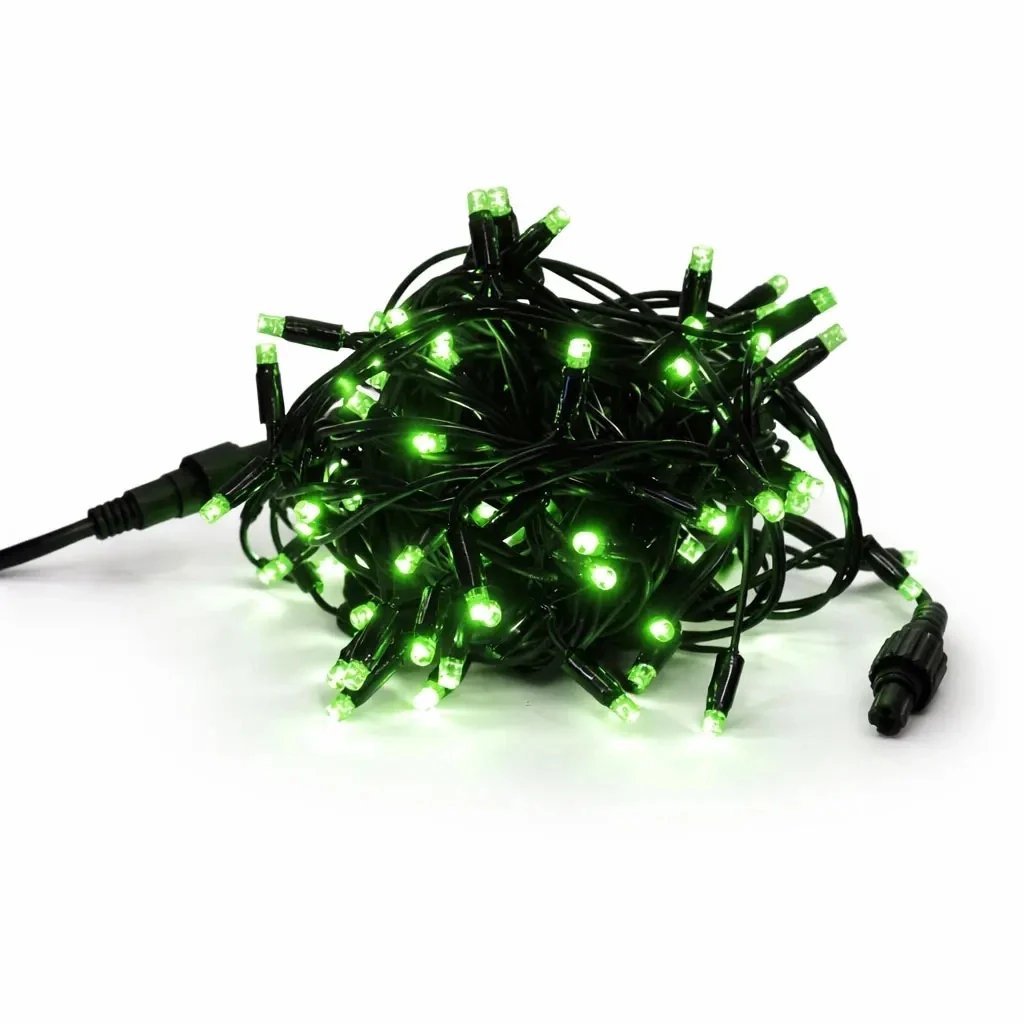 Łańcuch świetlny Easy Fix LED, 5 m, do użytku na zewnątrz, zielony, 50 diod, czarny kabel, IP44