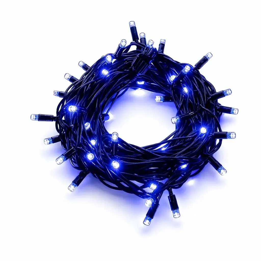 Łańcuch świetlny LED Easy Fix, 5 m, do użytku na zewnątrz, niebieski, 50 diod, czarny kabel, IP67