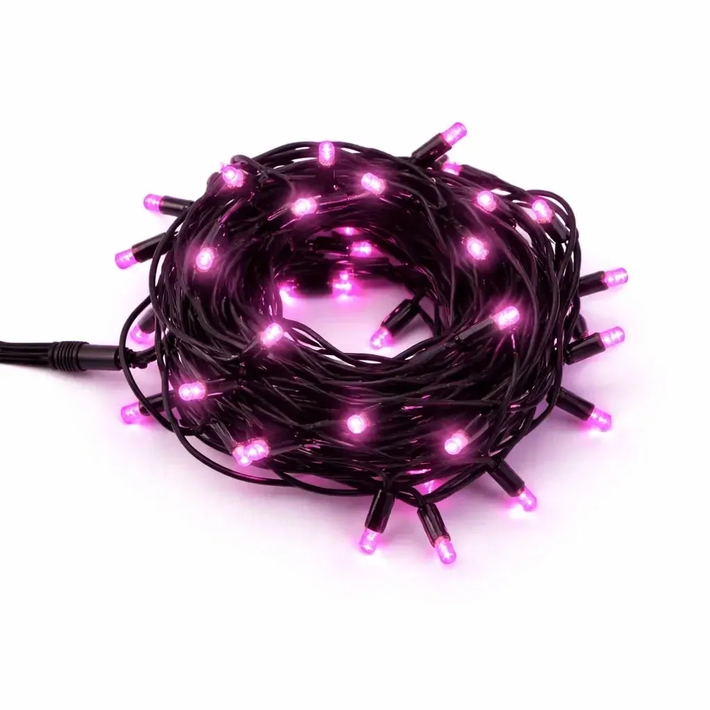 Łańcuch świetlny LED Easy Fix, 5 m, do użytku na zewnątrz, różowy, 50 diod, czarny kabel, IP67