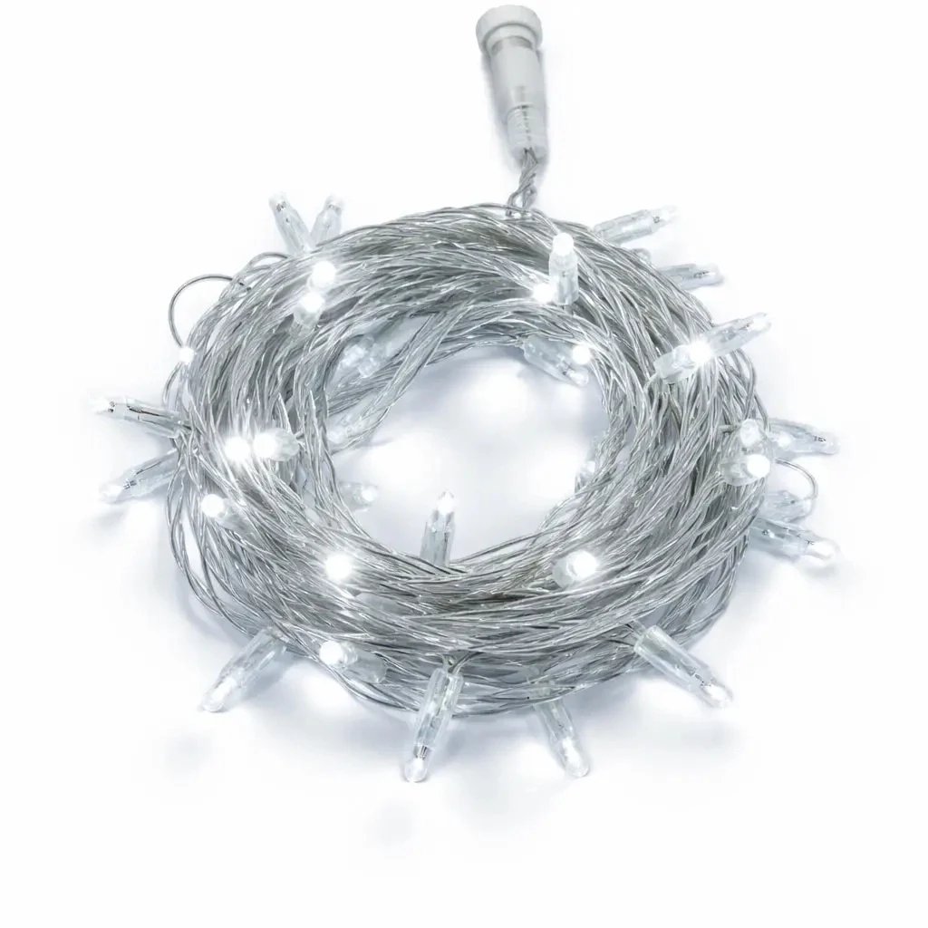 Światło LED typu „flow”, 4 m, białe jak lód, 64 diody, przezroczysty kabel, IP44, 24 V