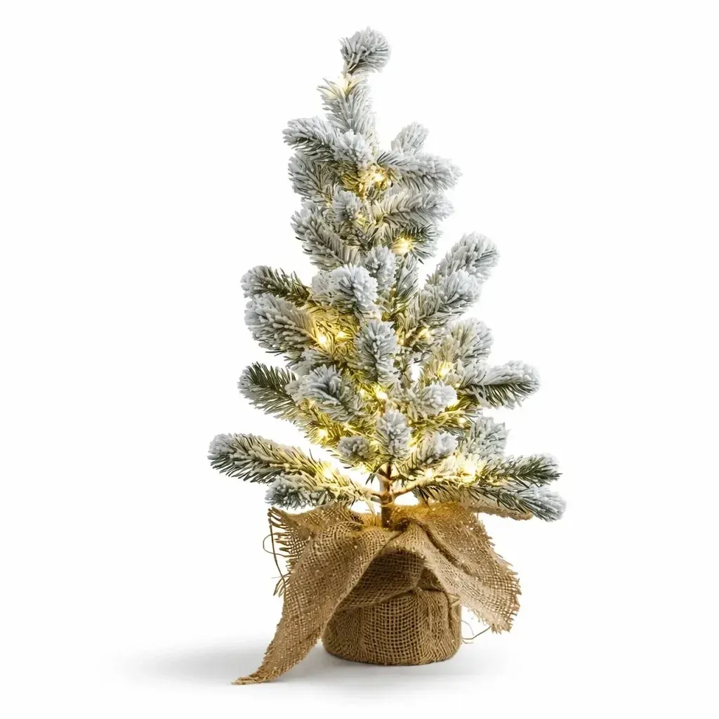 Sztuczna choinka LED w doniczce z pokrywą śnieżną 50 cm, IP20 do wnętrz, 50 diod LED