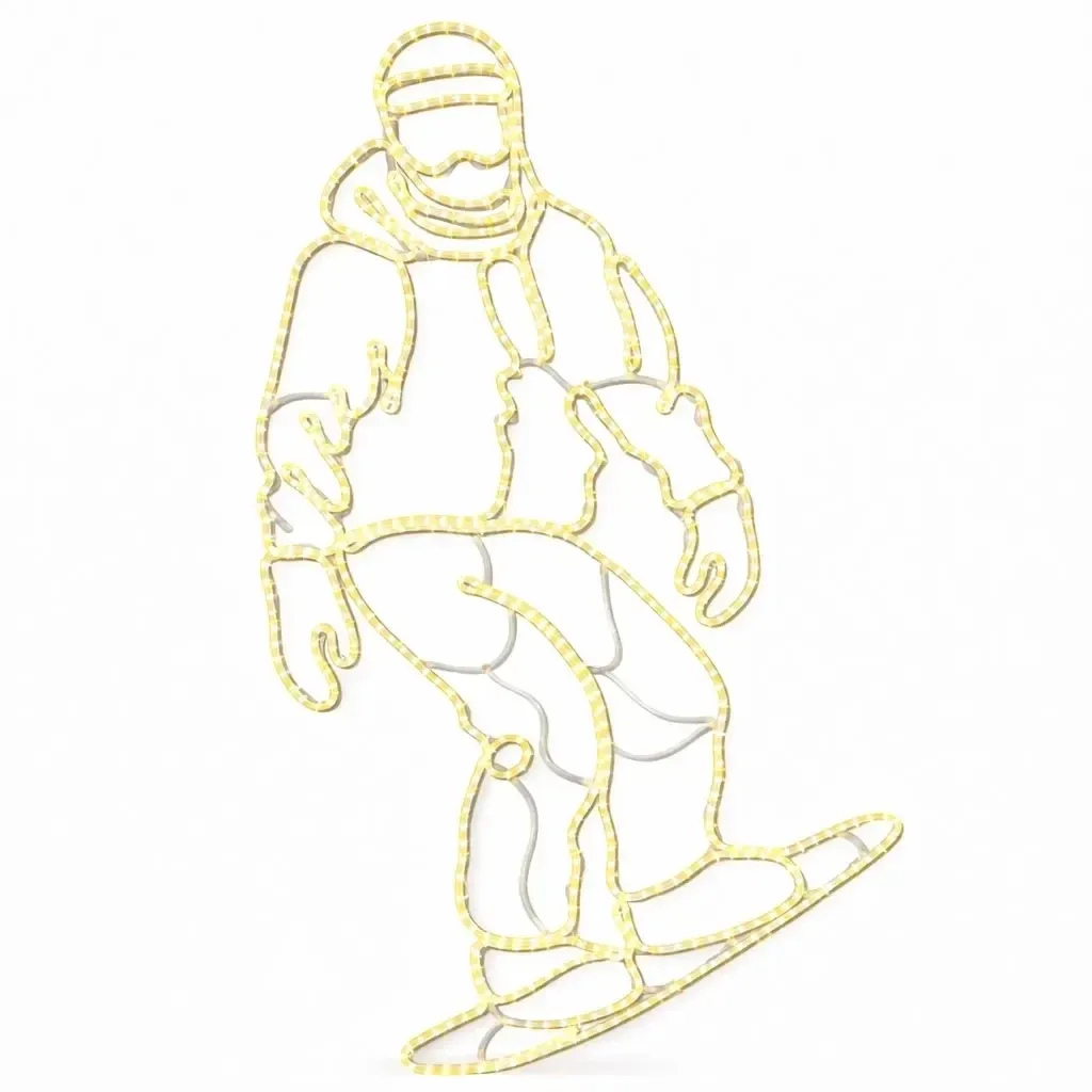 Eco Fix 2D LED dekor świetlny snowboardzista, 120 × 230 × 4 cm, ciepły biały, wiszący, druk 3D