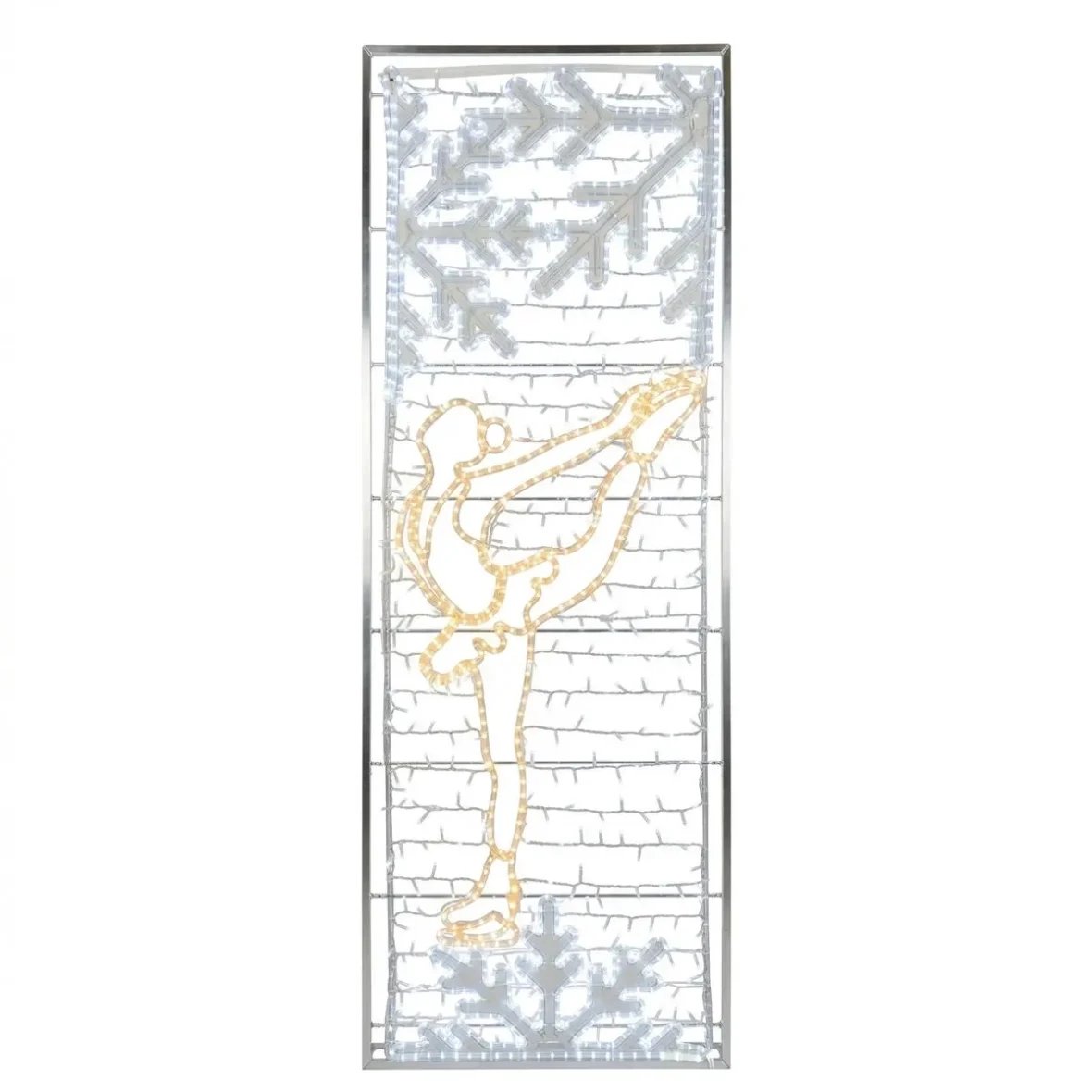 Easy Fix 2D LED baner świetlny łyżwiarz figurowy, 80 × 247 cm, ciepły i lodowaty biały, wiszący, nadruk 3D, rama aluminiowa