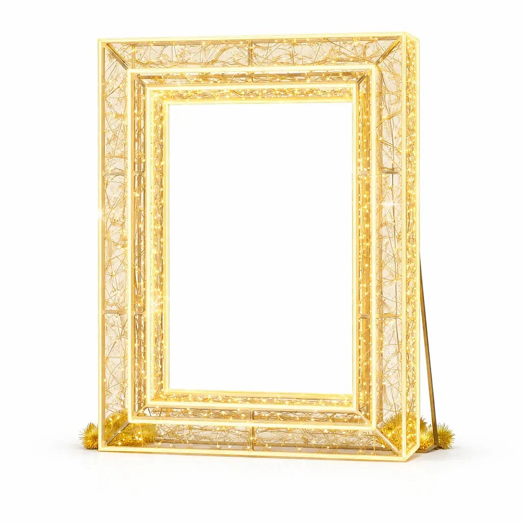 Ramka na zdjęcia Eco Fix 3D LED, stojący fotopunkt, 170 × 230 × 20 cm, ciepła biel, aluminium