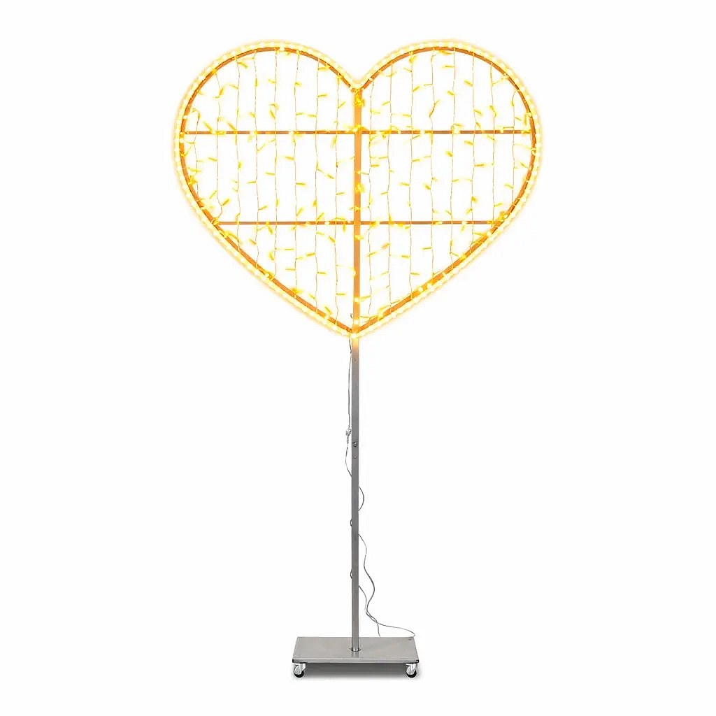 Eco Fix 2D LED light heart, 120 × 285 × 60 cm, ciepła biel, stojąca, aluminium